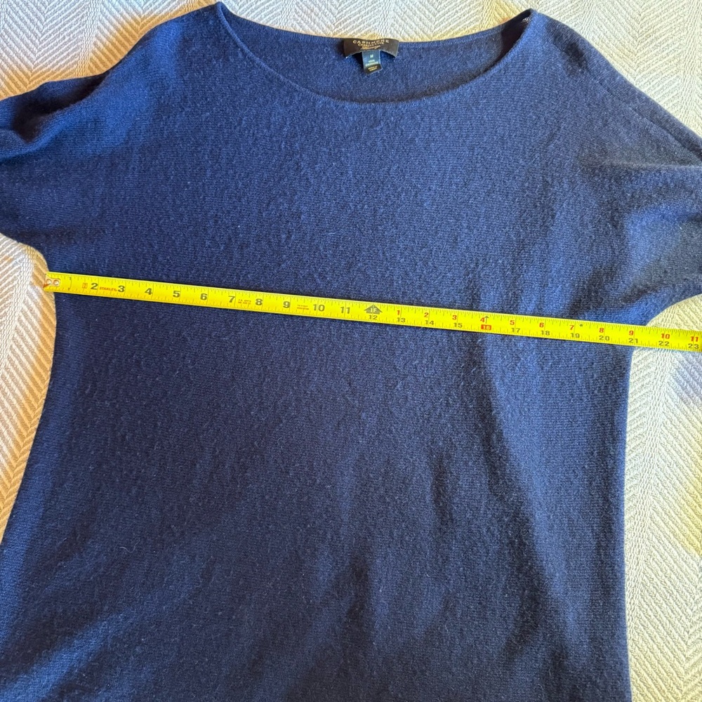 Women's Charter Club Cashmere Sweater High Low Hem, Navy, Size M - Picture 7 of 8